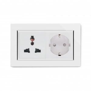 Crystal CT Double Multi /16A Schuko Socket White